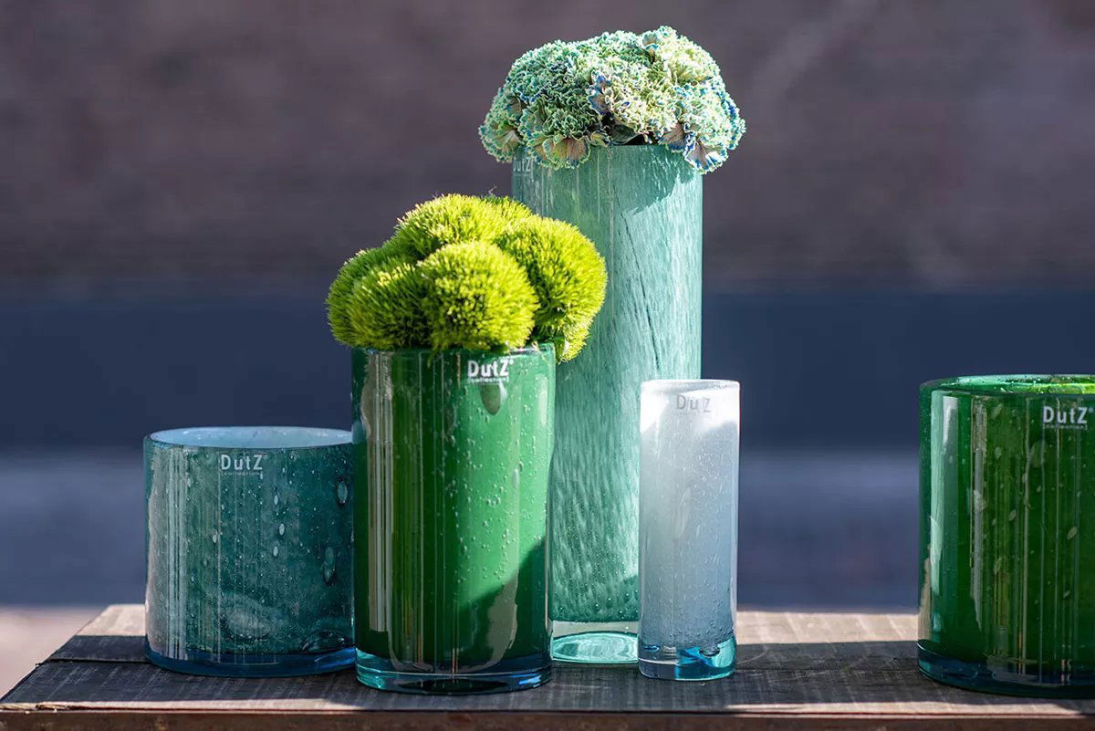 Lowlands Design Green & White Cylinder Vase