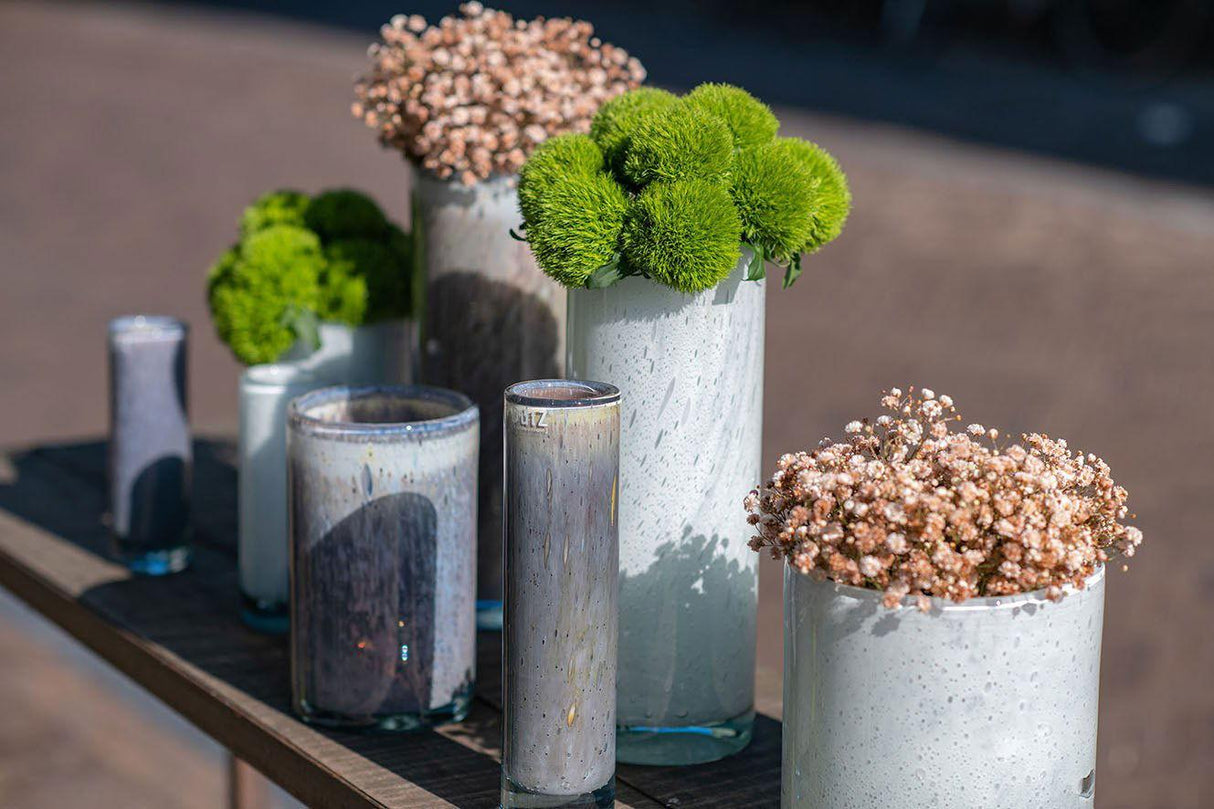 Lowlands Design Cylinder 6 Mouth Blown Glass Vase Pot