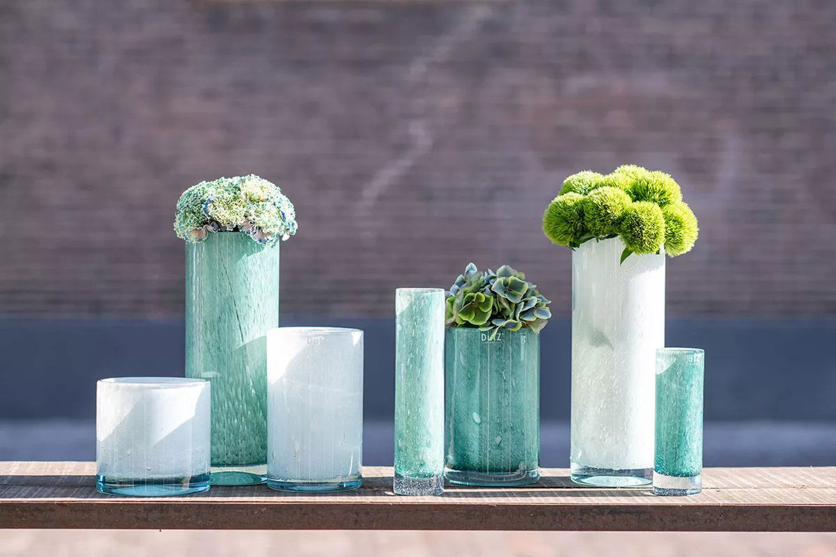 Lowlands Design Green & White Cylinder Vase