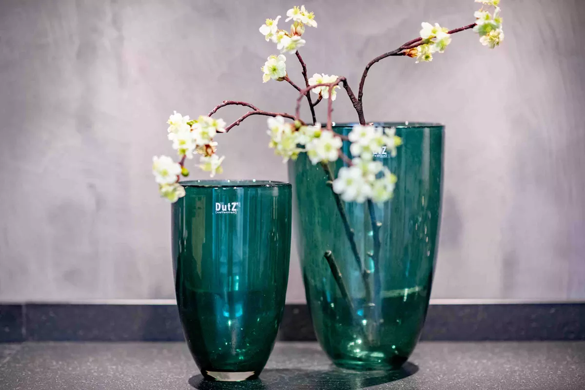 Lowlands Design Dark Green Glass Flower Vase by Dutz