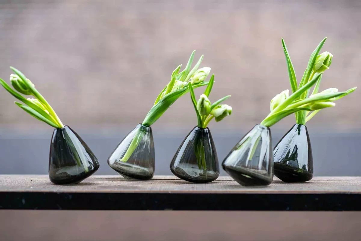 Lowlands Design Tumbling Smoke Glass Vase by Dutz