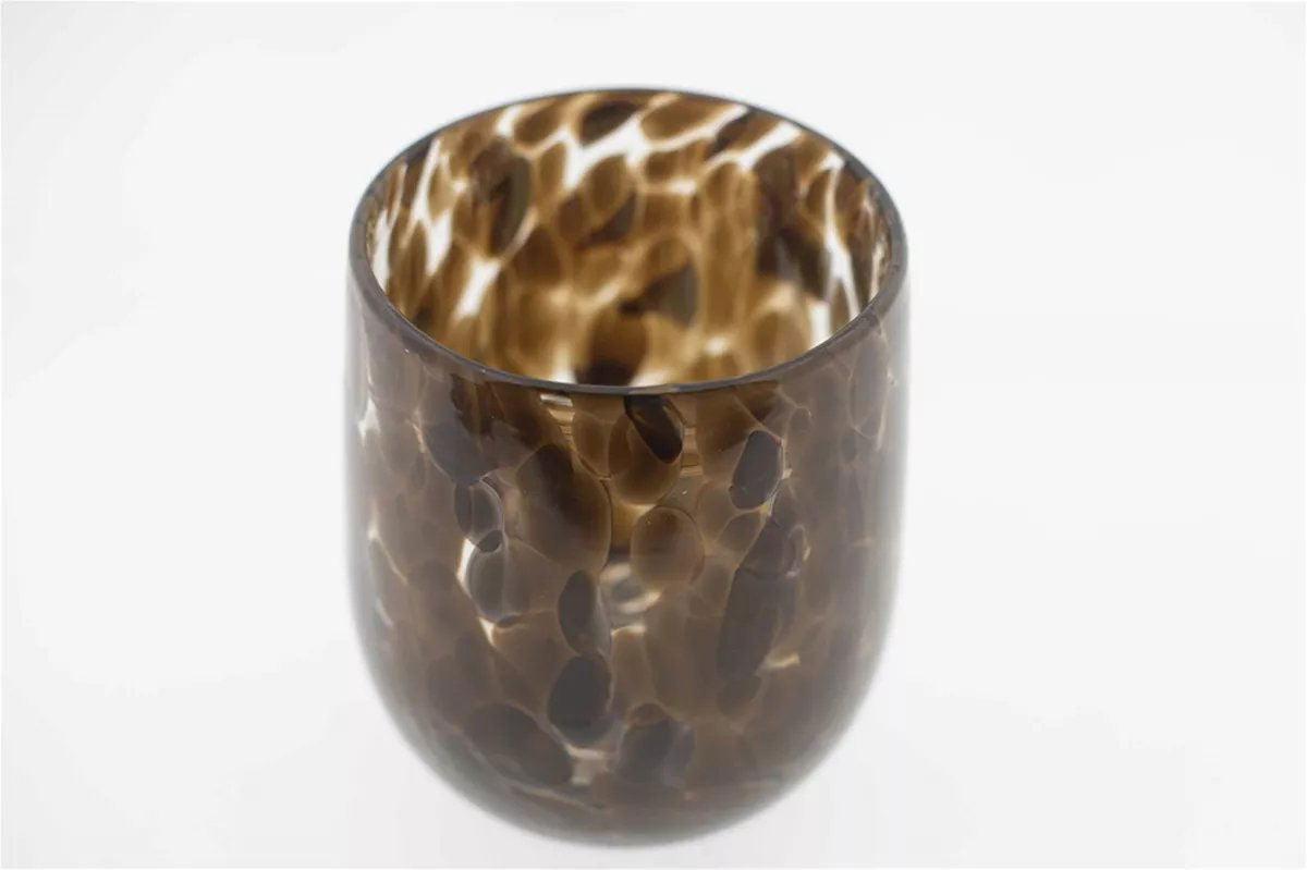 Lowlands Design Barrel Leopard Brown Glass Vase