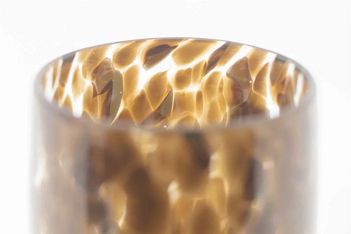Lowlands Design Barrel Leopard Brown Glass Vase