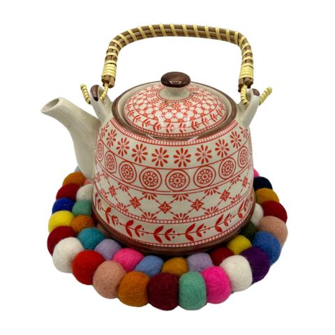 HatiNest Round Felt Ball Placemat - Multi Colour