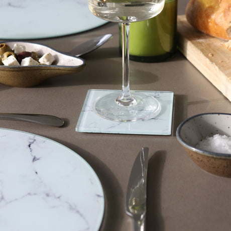 Rinkit Square Marble Glass Coasters - Pack of Six