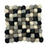 HatiNest Square Felt Ball Coasters Multi Grey - Set of 4