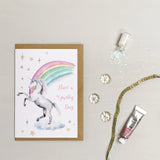 Unicorn Rainbow Hand Painted Greetings Card | Katie Hipwell Design