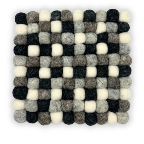 HatiNest Square Felt Ball Placemat - Multi Grey