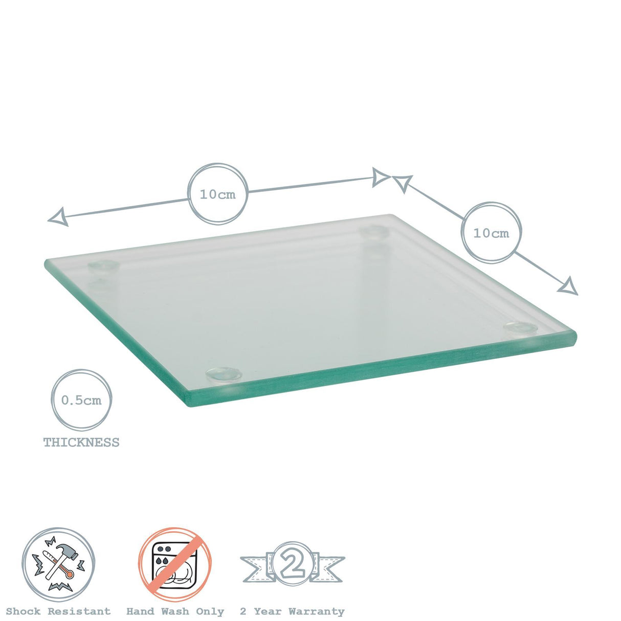 Rinkit Square Glass Coasters Pack of 6 – 10cm