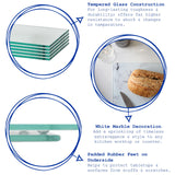 Rinkit Rectangle Glass Chopping Board Marble - 50cm x 40cm