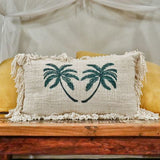 HatiNest Linen Cushion Cover Palm Tree with Fringe - 30x50cm