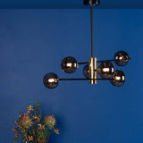 Pagazzi Eaen 6 Light Black Ceiling Light with Smoked Glass