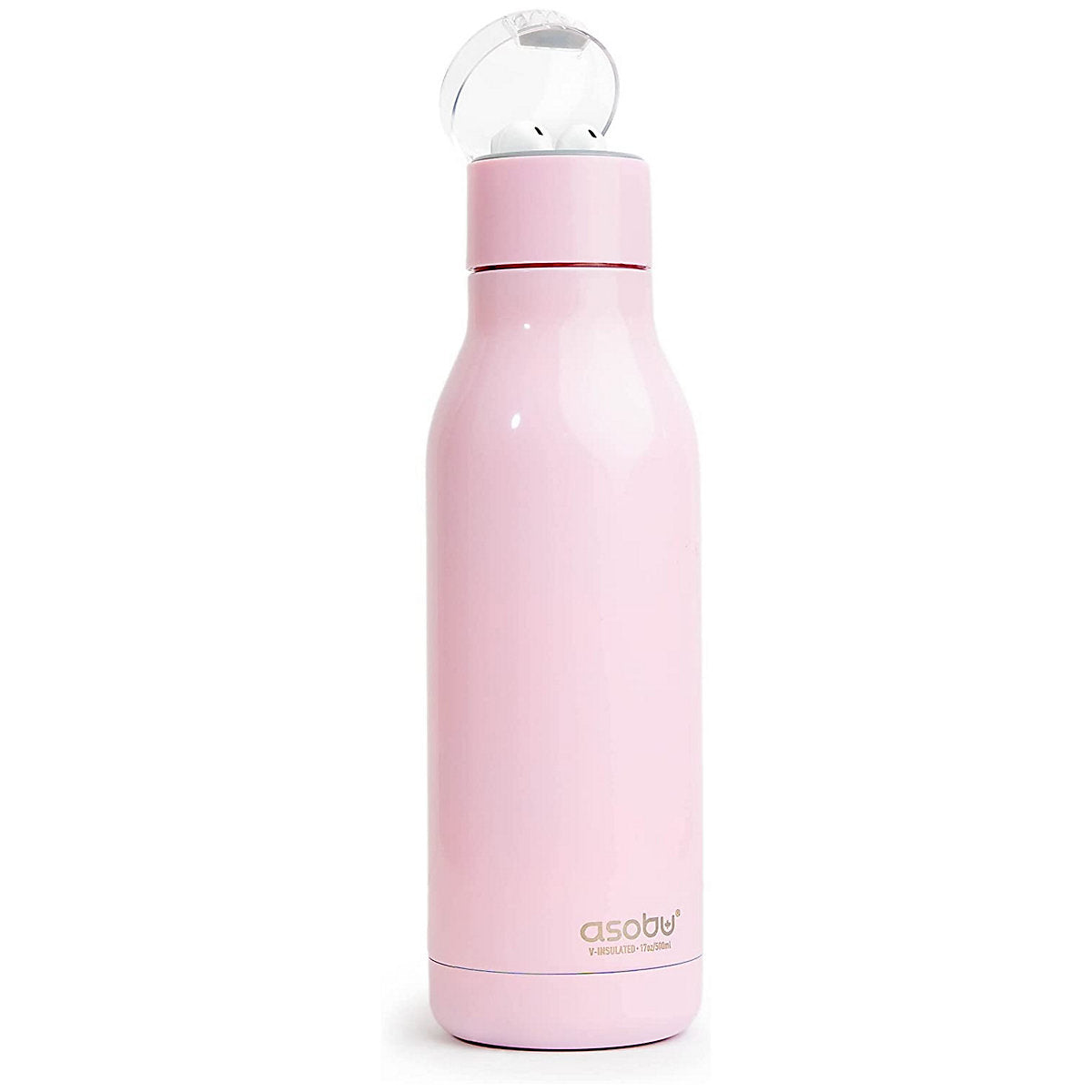 Asobu Stainless Steel Earphone H2 Audio Insulated Water Bottle, 600ml, Pink