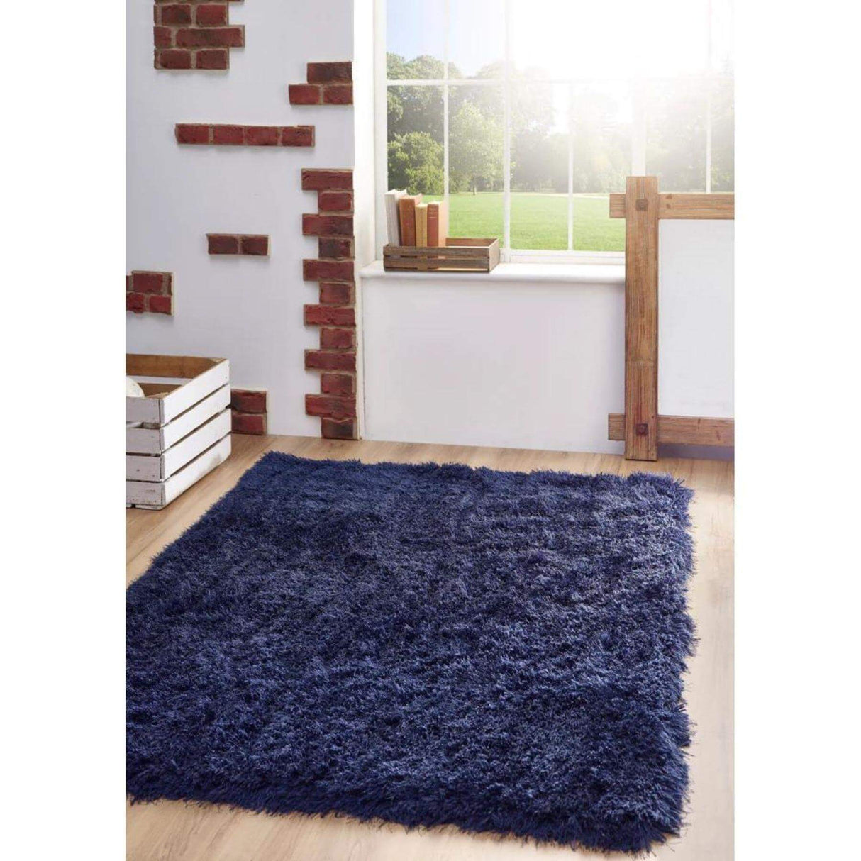 The Rugs Extravagance Navy Shaggy Rug – Plush 50mm