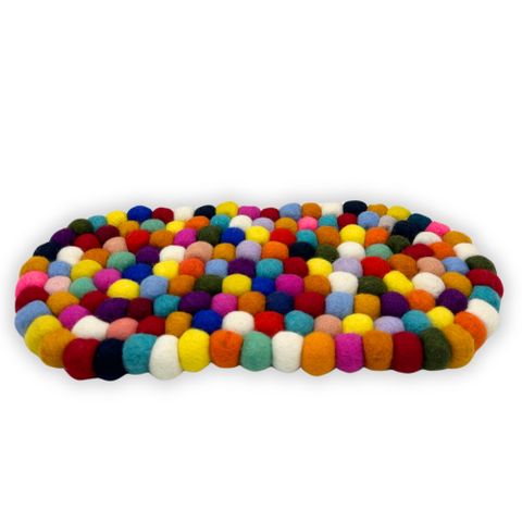 HatiNest Oval Felt Ball Centre Mat - Multi Colour