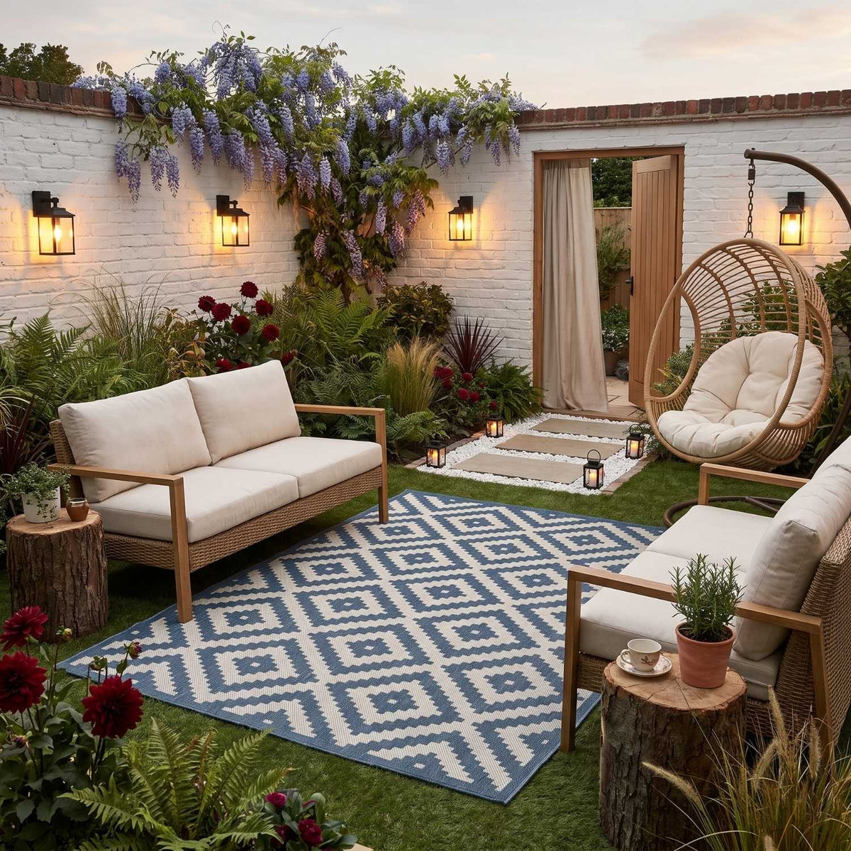 Ecology Outdoor Rug Blue 100BLU | The Rugs