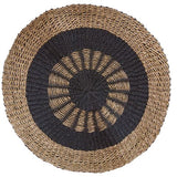 The Rugs Round Seagrass Black Tan Inner Sun Rug - 1m