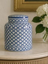 Casa by Josephine Jenno Eleanor Cobalt Trellis Small Canister Jar