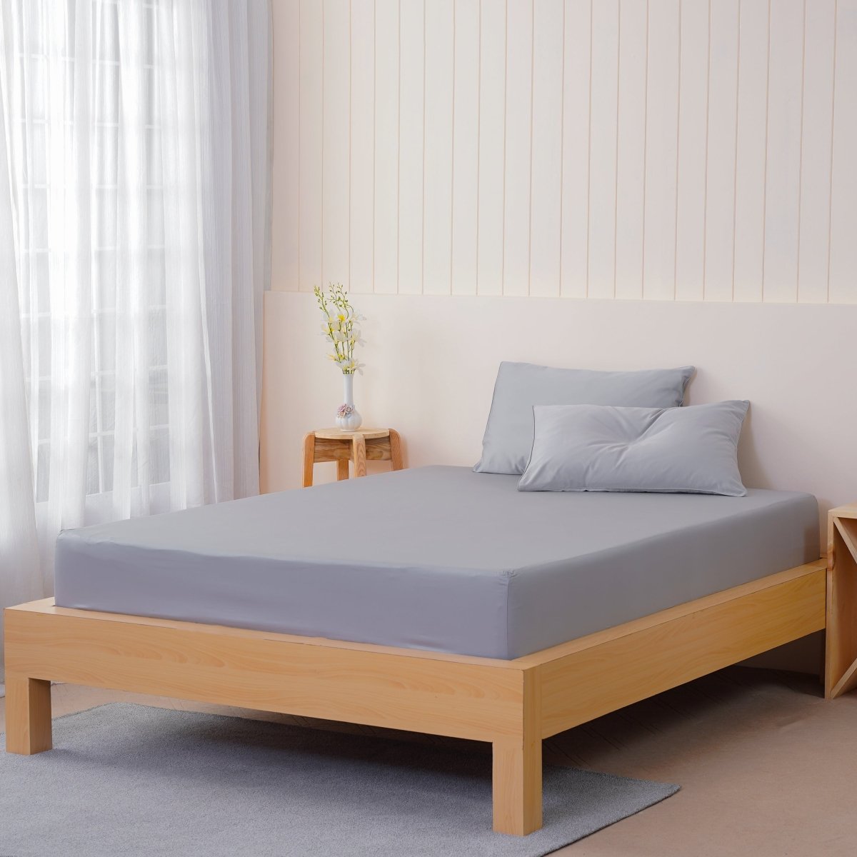 SHEET STORY Ella Cotton Dove Grey Fitted Sheet