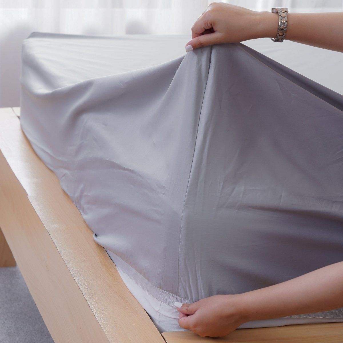 SHEET STORY Ella Cotton Dove Grey Fitted Sheet
