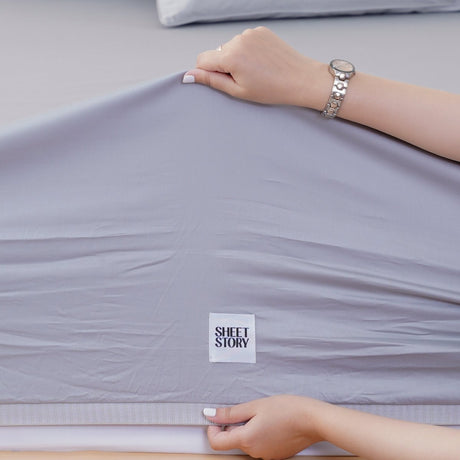 SHEET STORY Ella Cotton Dove Grey Fitted Sheet