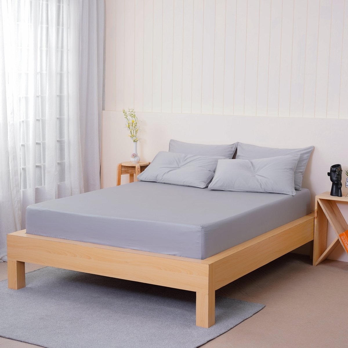 SHEET STORY Ella Cotton Dove Grey Fitted Sheet