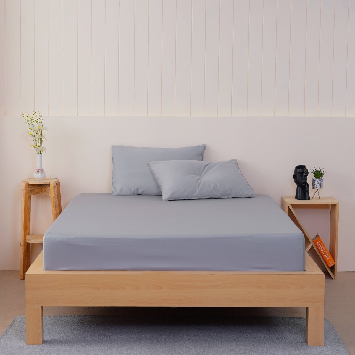 SHEET STORY Ella Cotton Dove Grey Fitted Sheet