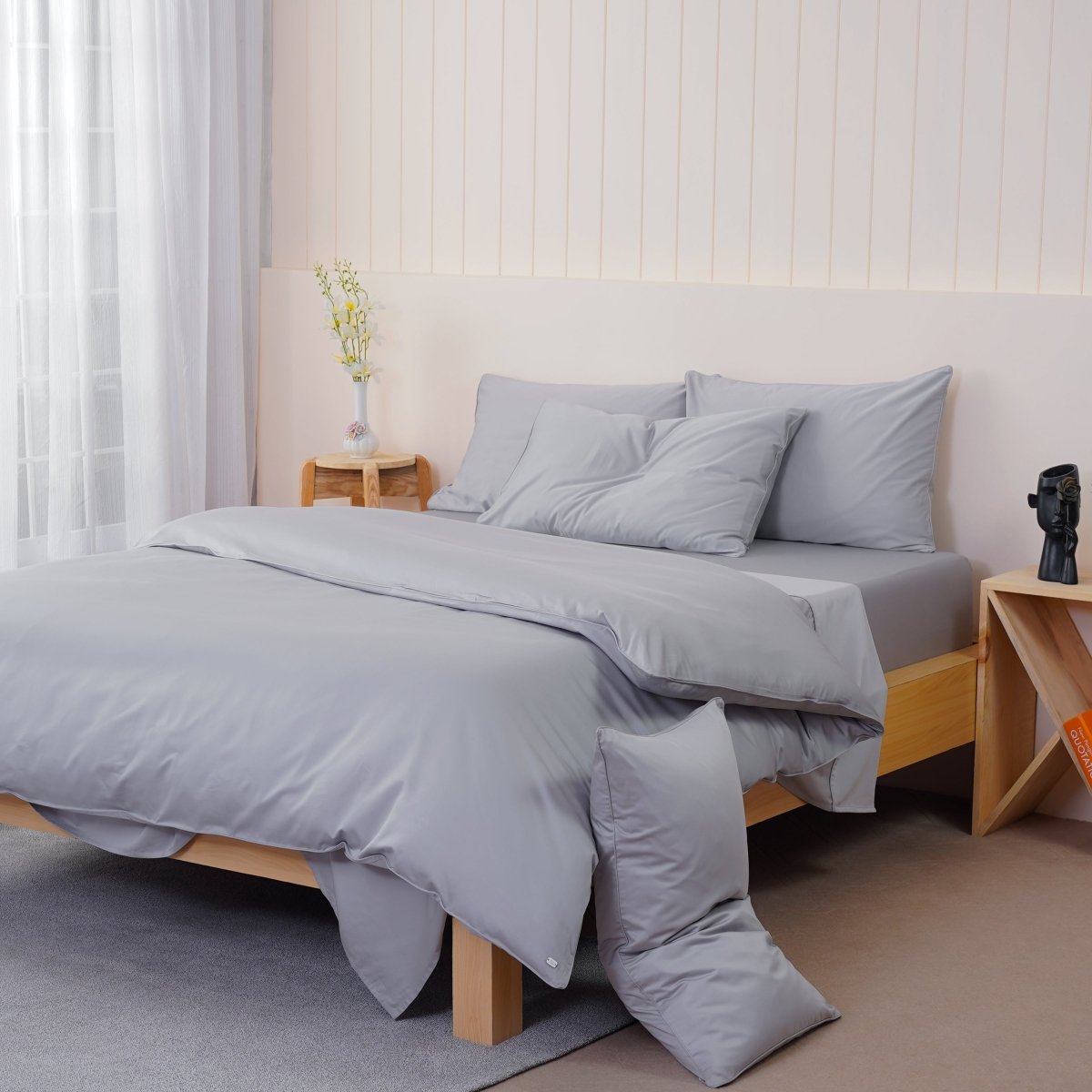 SHEET STORY Ella Cotton Dove Grey Pillowcases Pair – 400TC