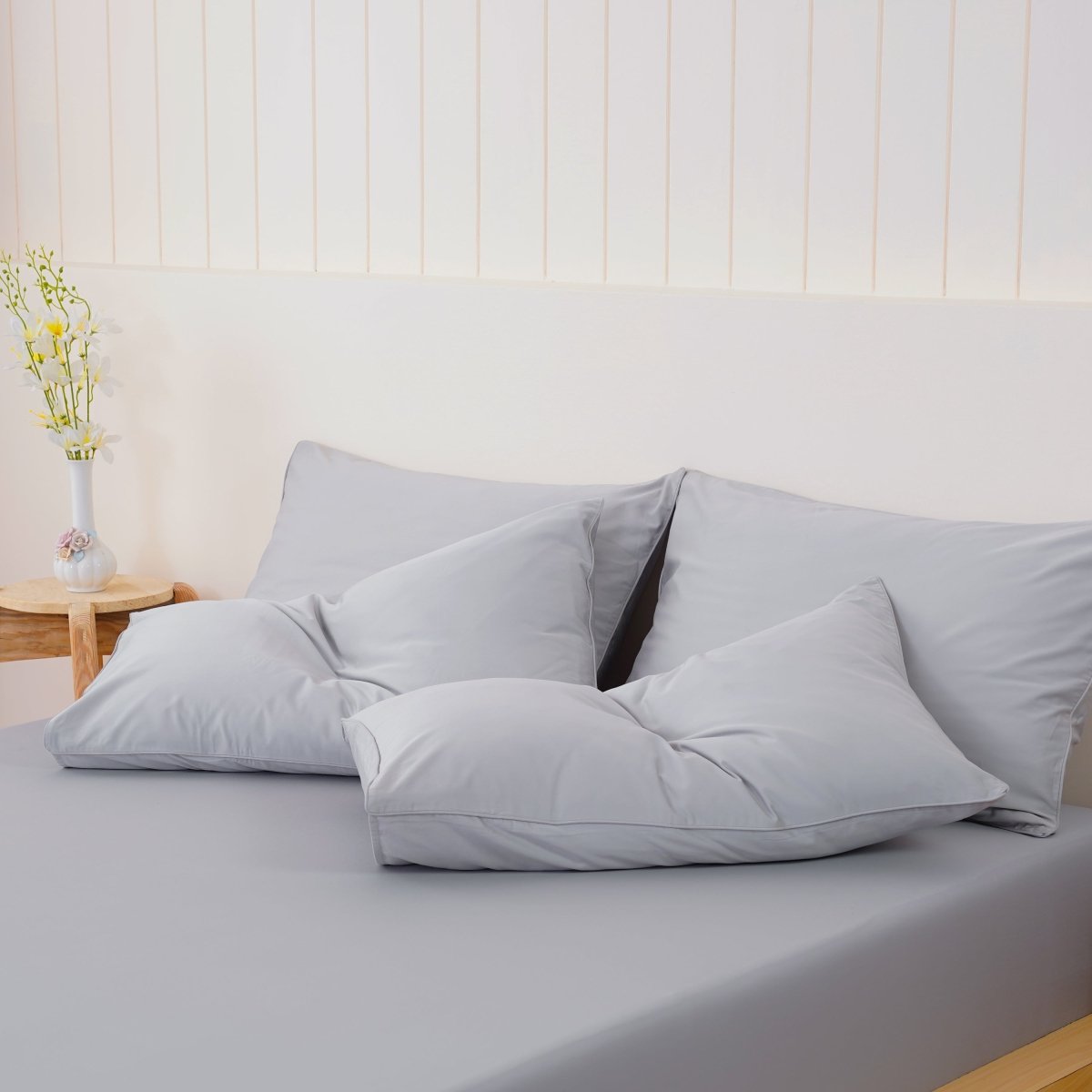 SHEET STORY Ella Cotton Dove Grey Pillowcases Pair – 400TC