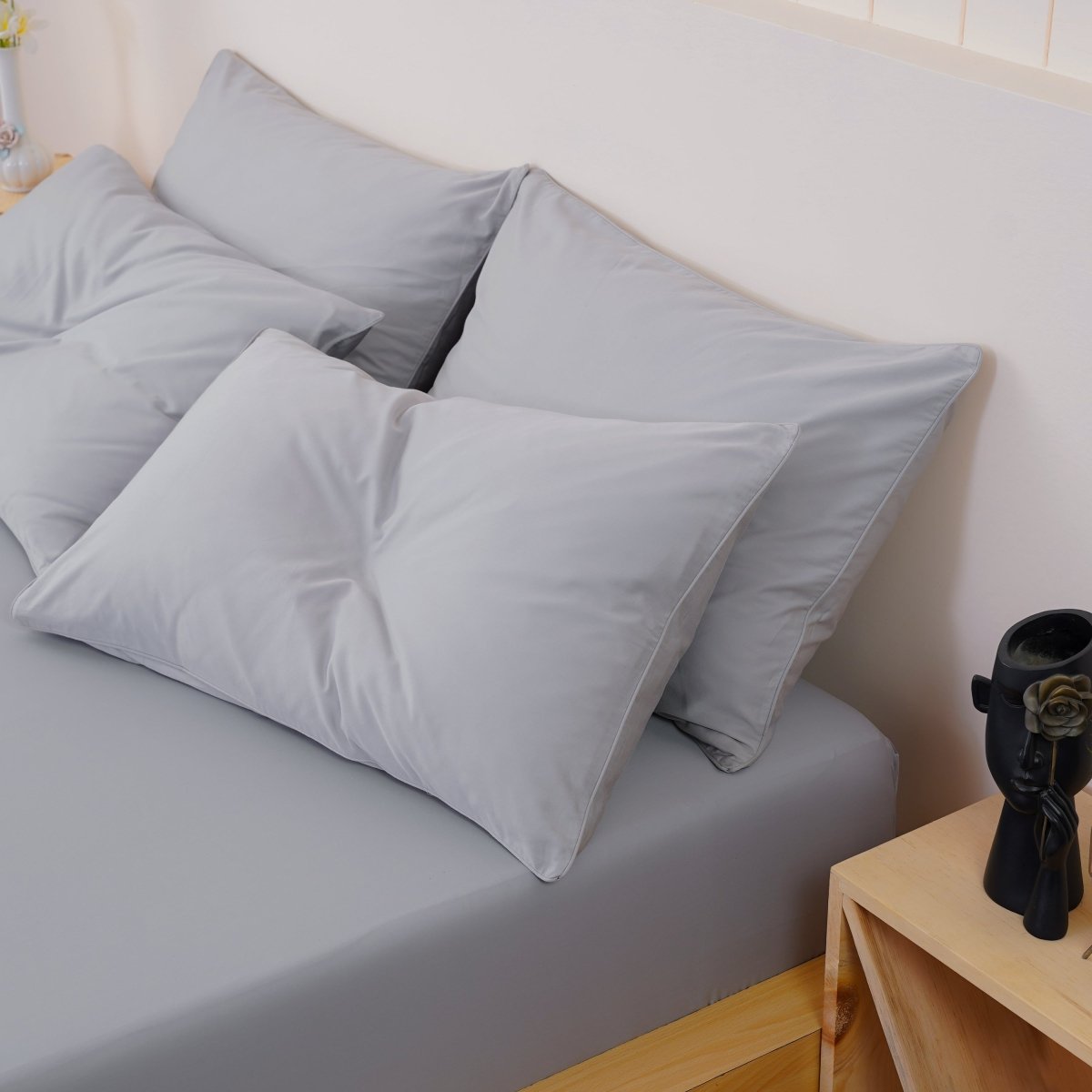 SHEET STORY Ella Cotton Dove Grey Pillowcases Pair – 400TC