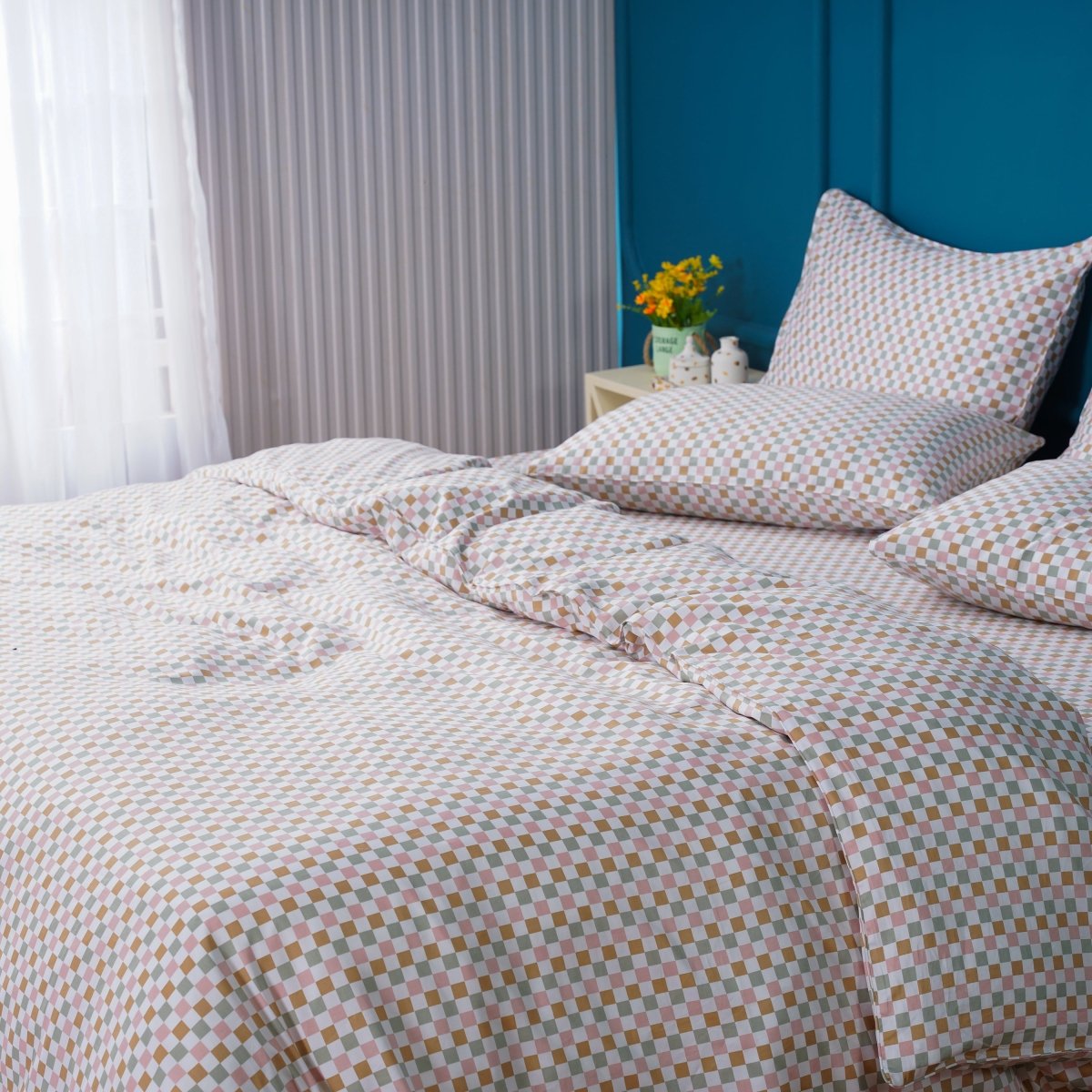 SHEET STORY Ella Cotton Gems Checkerboard Duvet Cover – 400TC