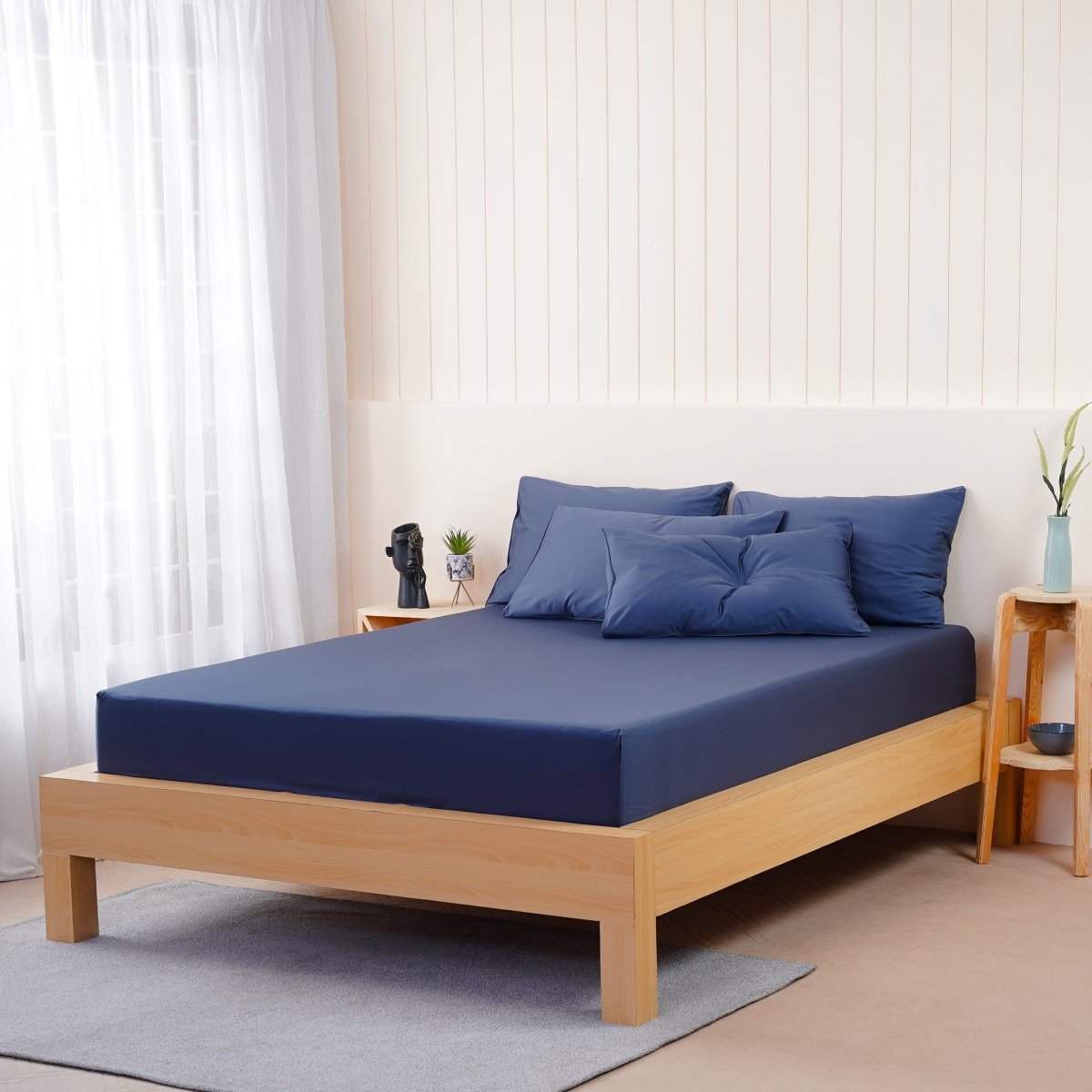 SHEET STORY Ella Cotton - Midnight Blue Fitted Sheet