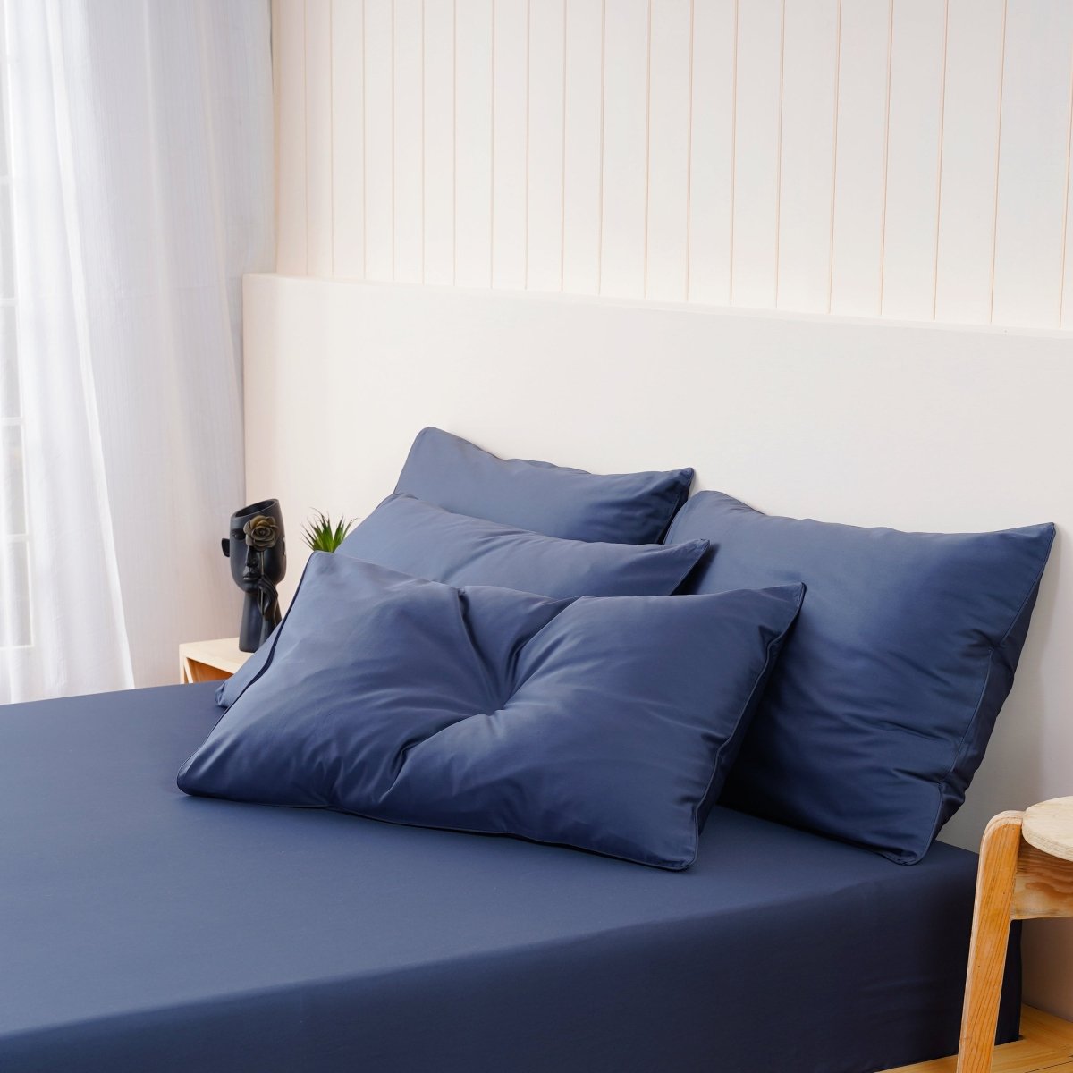 SHEET STORY Ella Cotton - Midnight Blue Pillowcases Pair