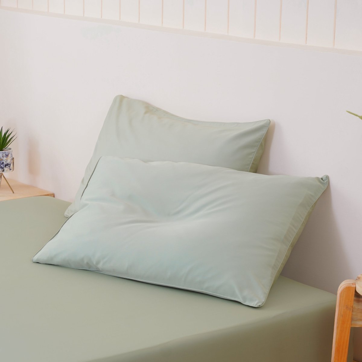 SHEET STORY Ella Cotton Sage Green Pillowcases Pair