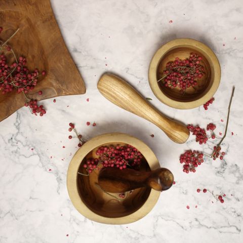 HatiNest Ergo Teak Pestle & Mortar Small