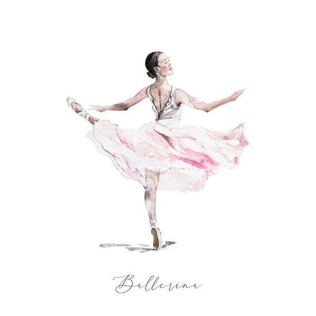 Watercolour Ballerina Greeting Card | Katie Hipwell Design
