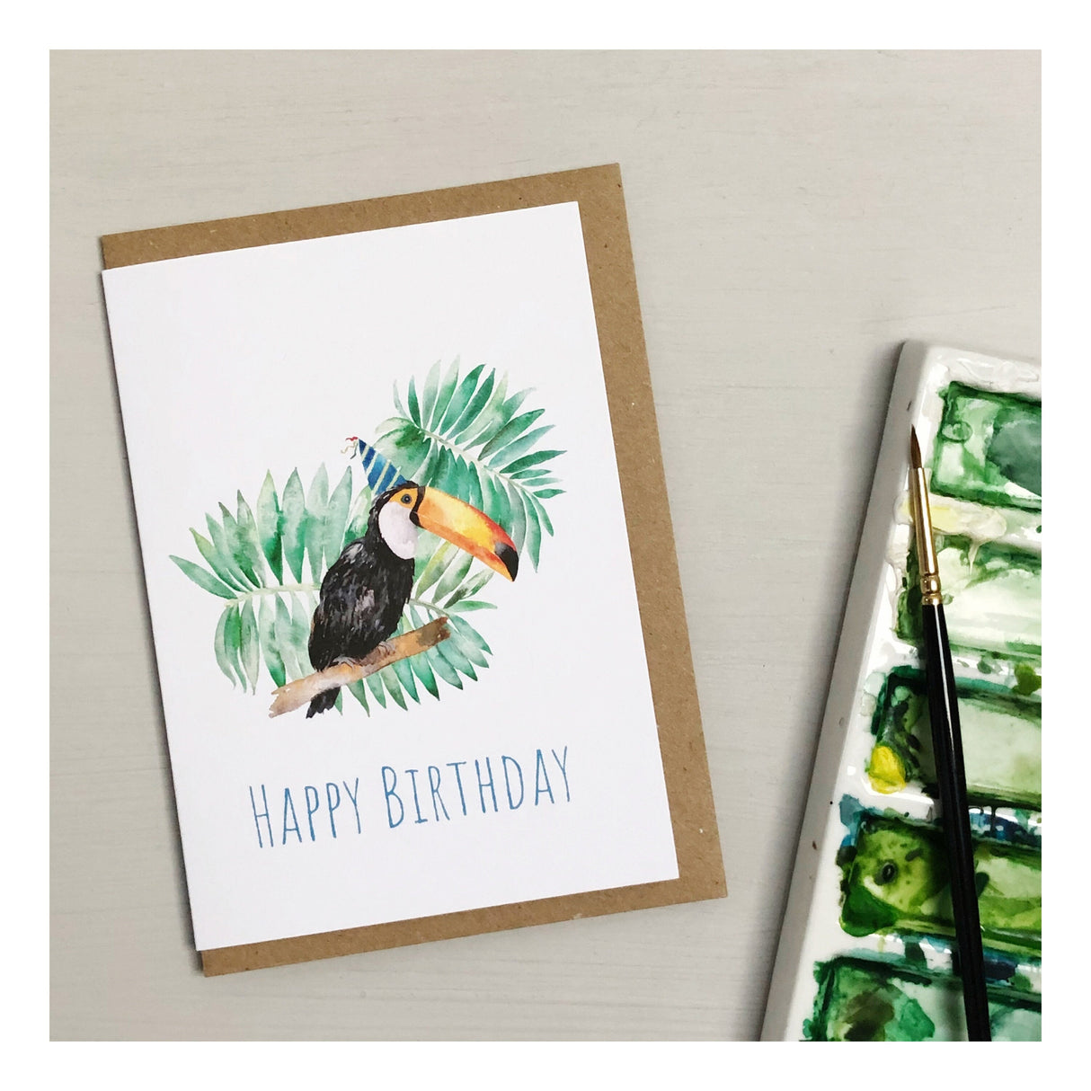 Party Toucan Hand Painted Greetings Card | Katie Hipwell Design
