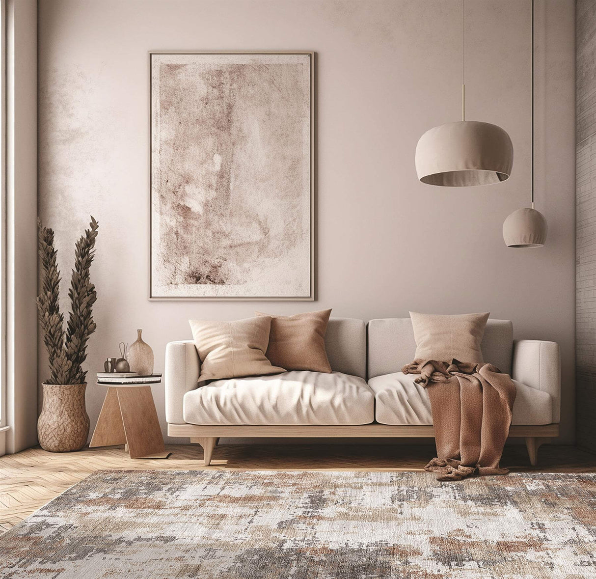 Tokyo Abstract Rust Indoor Floor Rug | The Rugs