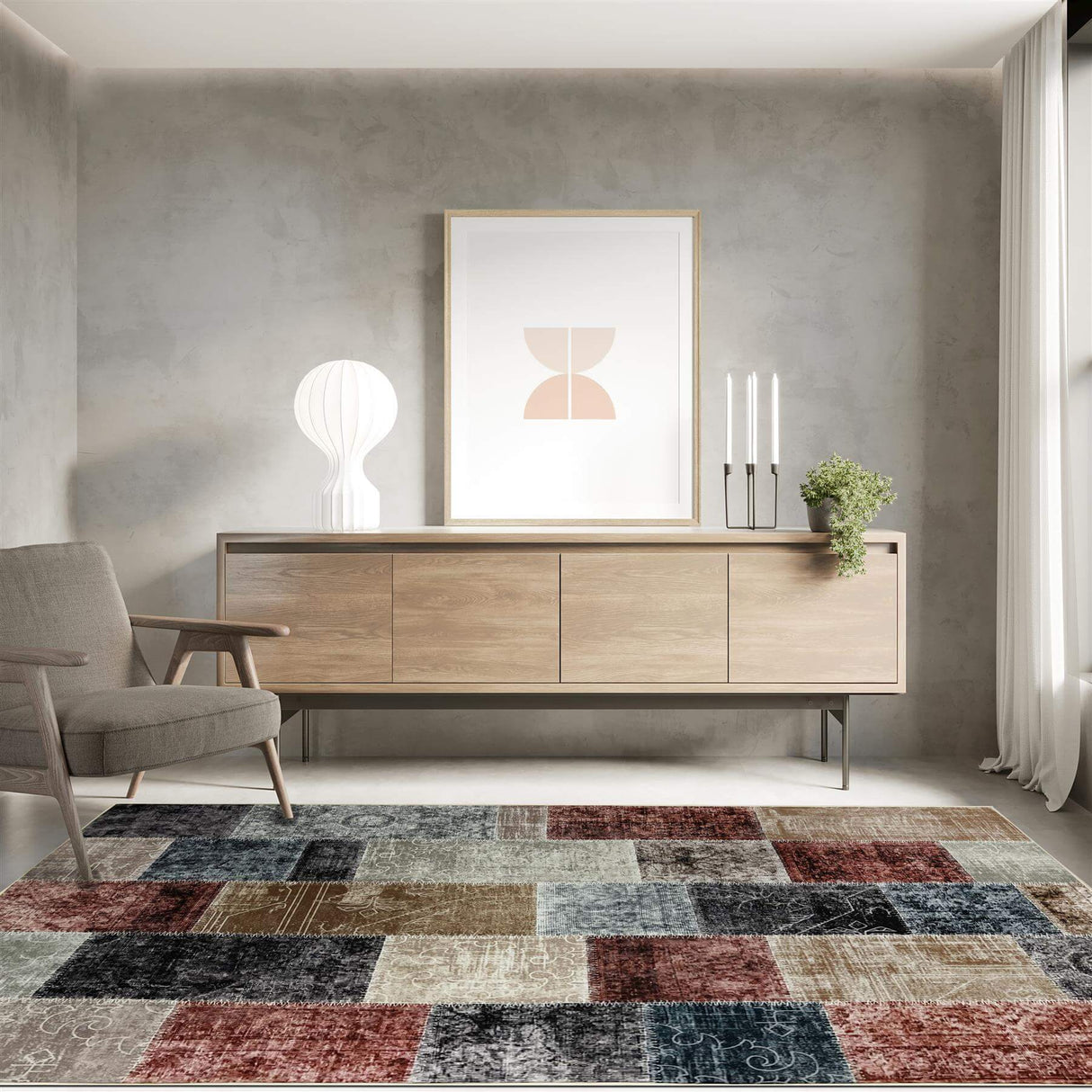 The Rugs Tokyo Contemporary Patchwork Floor Rug | Multicolour
