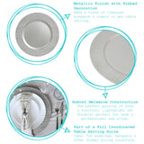 Rinkit Round Ribbed Charger Plates Set 33cm - 18pc