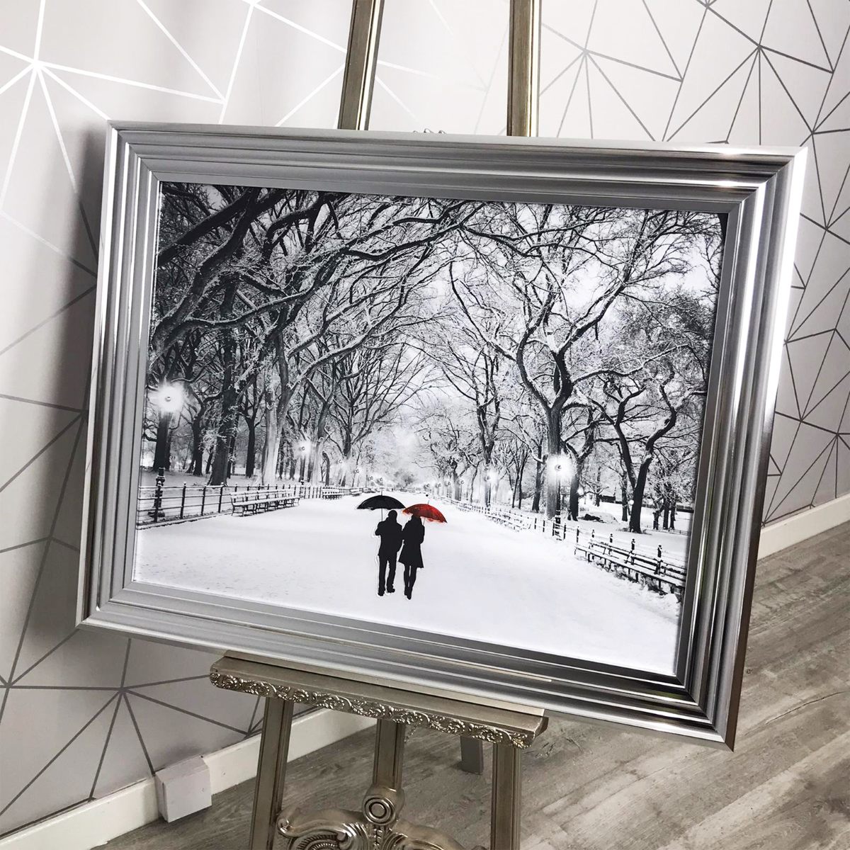 Pagazzi Winter Walk Liquid Art Chrome Frame - 80x60cm
