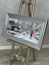 Pagazzi Winter Stroll Liquid Art with Chrome Frame - 86x46cm