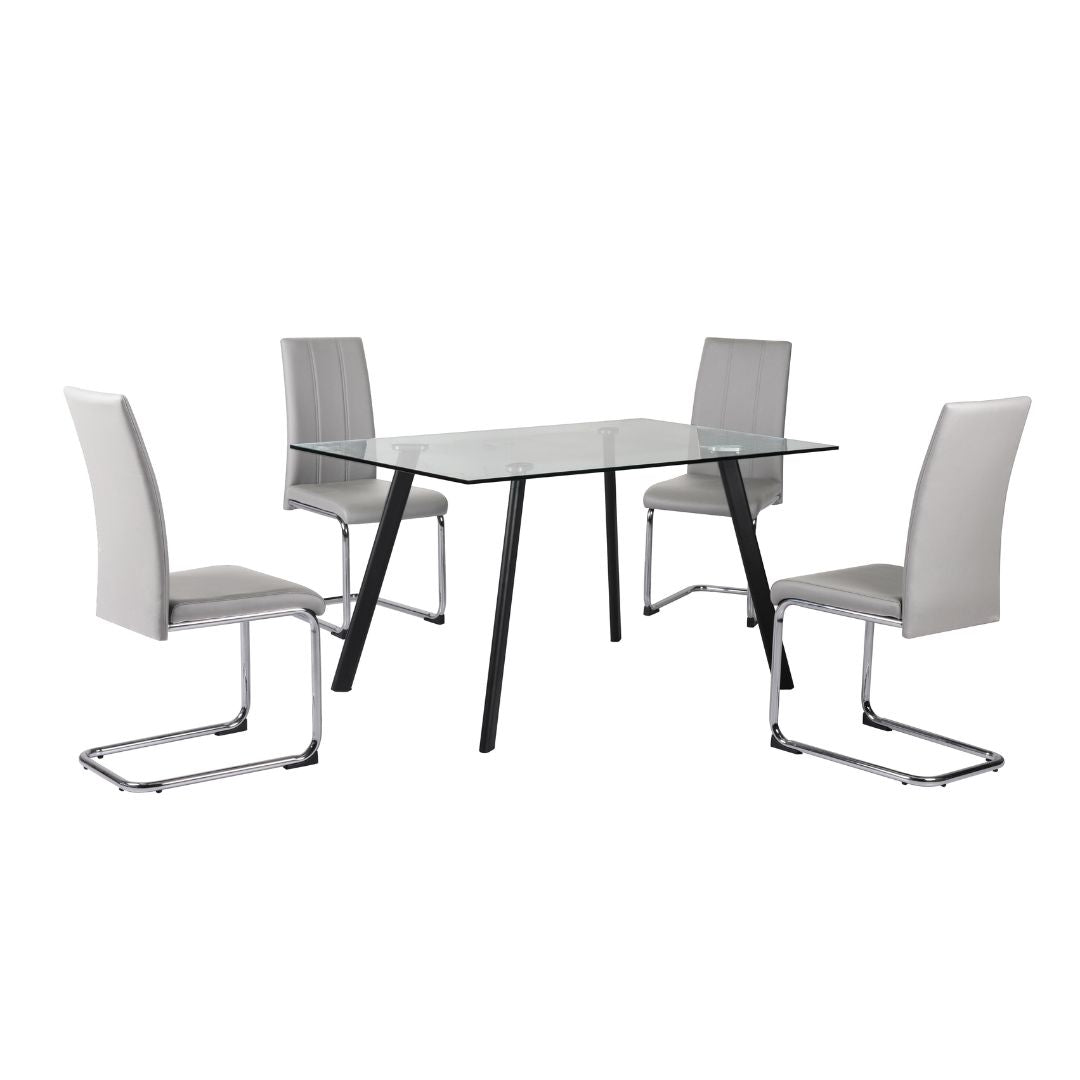 Pagazzi Galaxy Light Grey Glass 4 Seater Dining Set