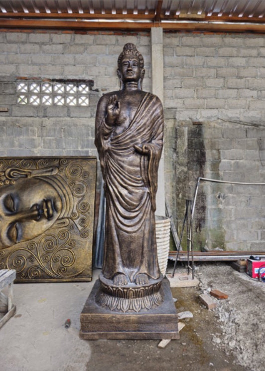 Yorkshire Bonsai Hand Carved Buddha Statue Wooden Decor - 40cm