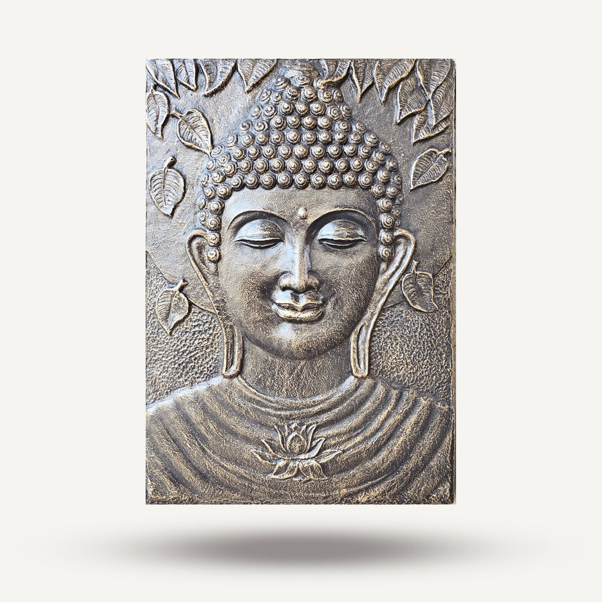 Yorkshire Bonsai Large Buddha Iron Frame Wall Art Antique Gold Relief - 0.7x1m