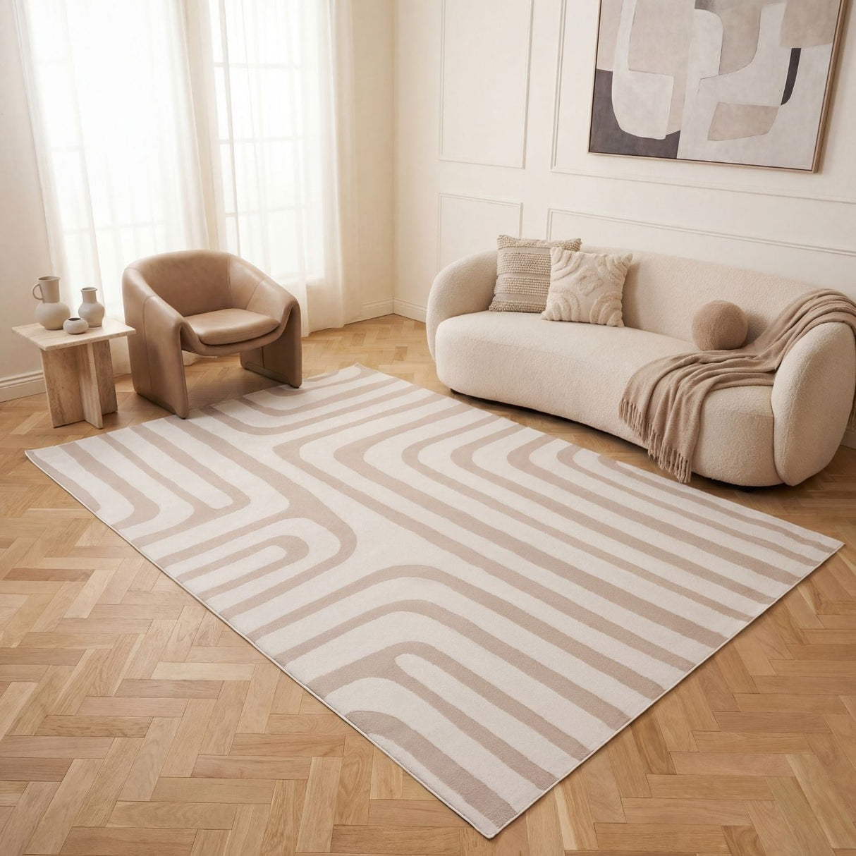 The Rugs Loft Geometric Beige Rug