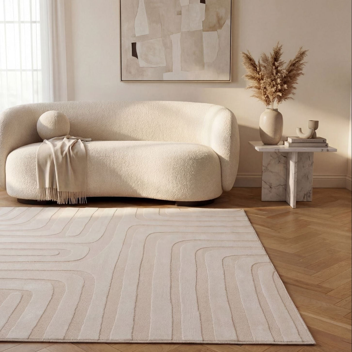 The Rugs Loft Geometric Cream Rug