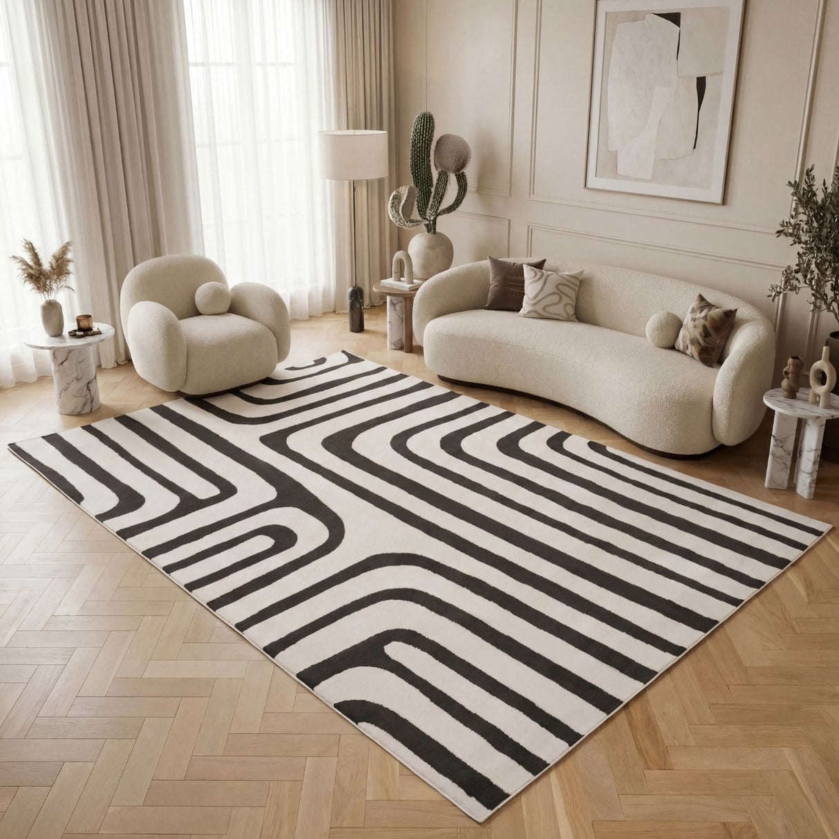 The Rugs Loft Geometric Dark Grey Rug