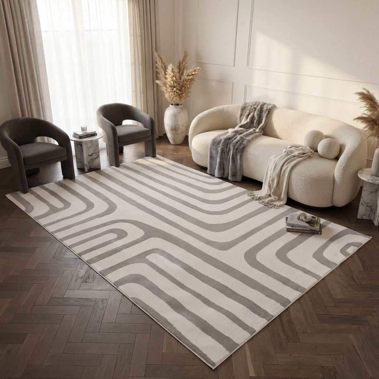 The Rugs Loft Geometric Grey Rug