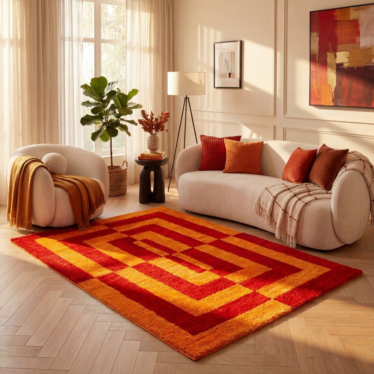 The Rugs Joli Geometric Red & Orange Rug